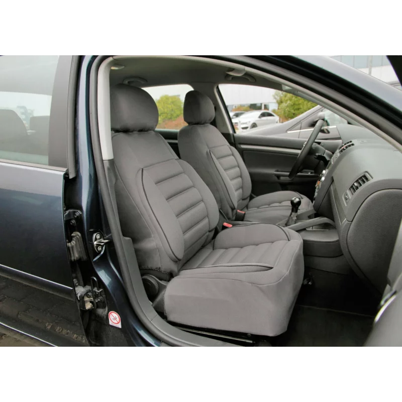 Huse scaun fata sport jacquard gri, set 2 buc, compatibile airbag