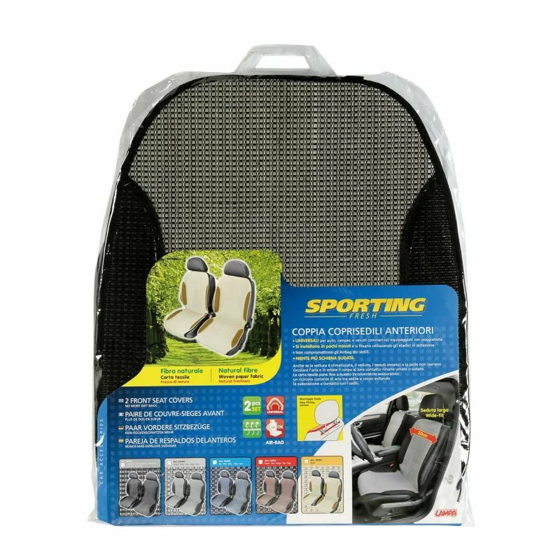 Huse scaun fata auto din fibra naturala, set 2 bucati, gri