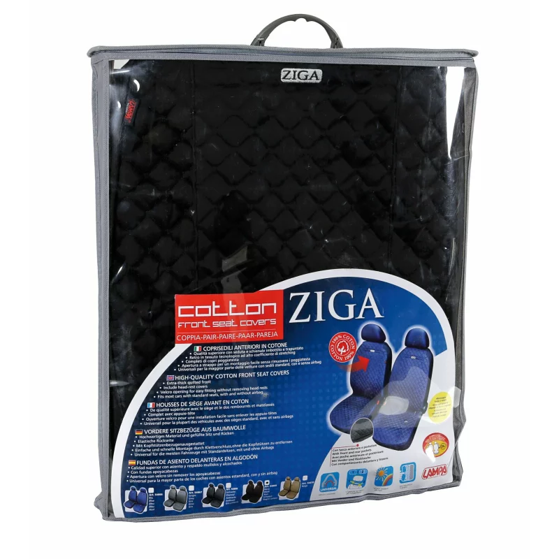 Huse scaun fata din bumbac Ziga, negre, set 2 buc, universale