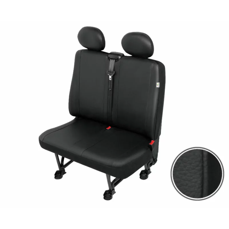 Huse scaun furgonetă 2 locuri DV2-XL, piele ecologică neagră