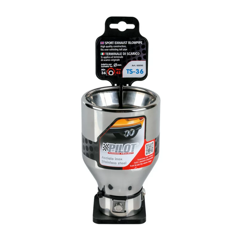 Ornament tobă eșapament TS-36 din oțel inoxidabil lustruit, 36-42 mm