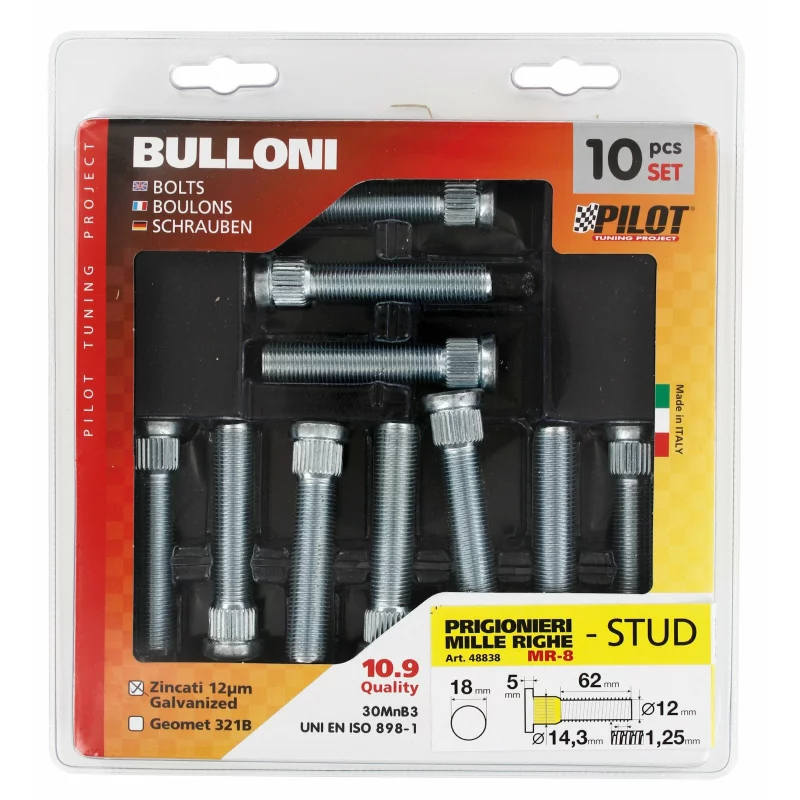 Prezoane jante cu caneluri M12x1,25, set 10 buc, pentru Subaru/Nissan MR8