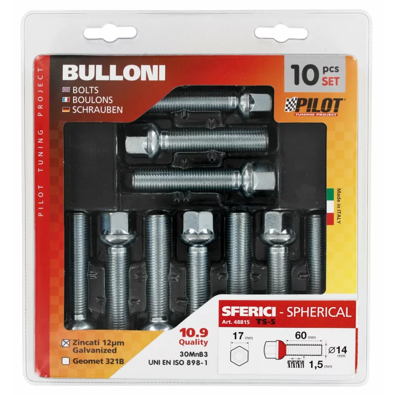 Set 10 prezoane jante sferice M14x1,5 R12 pentru jante originale