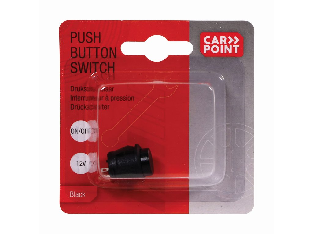 Întrerupător auto Carpoint 12V 20A rotund, cu revenire, negru 16,10 mm