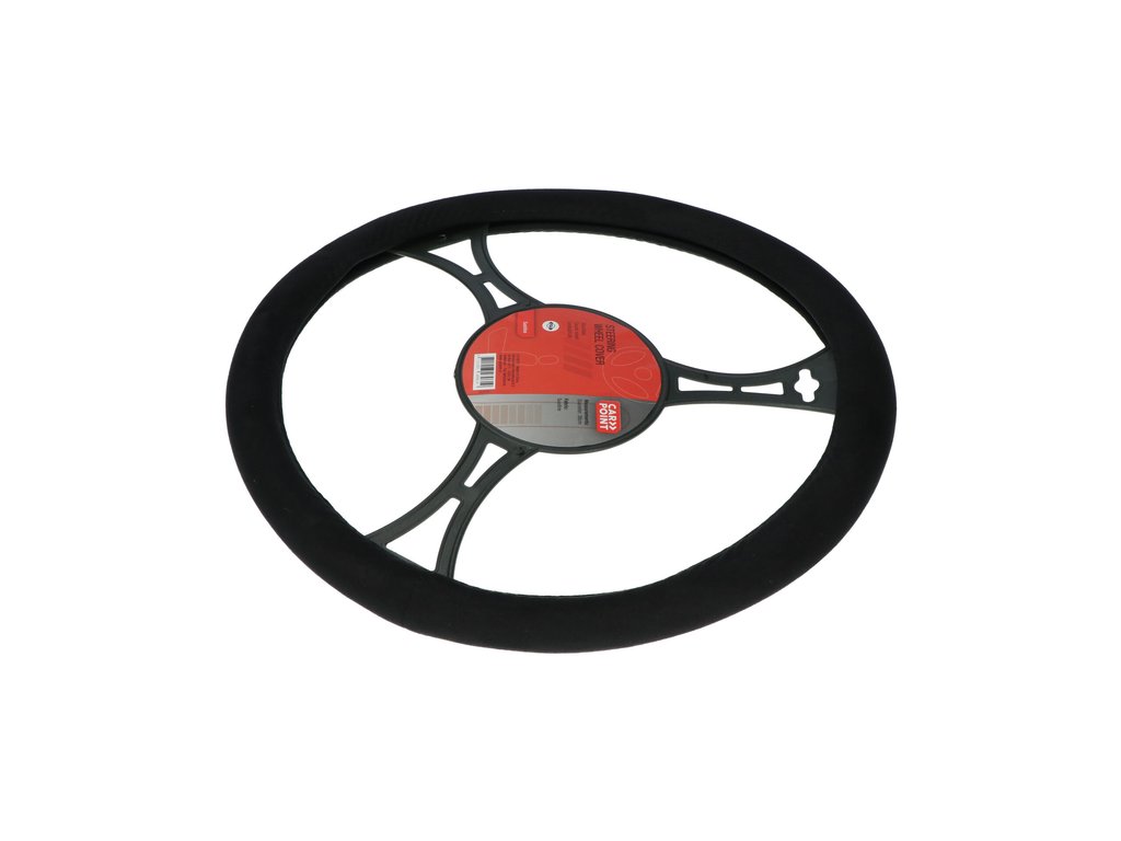 Husa volan Carpoint neagra, aspect piele intoarsa, 37-39 cm