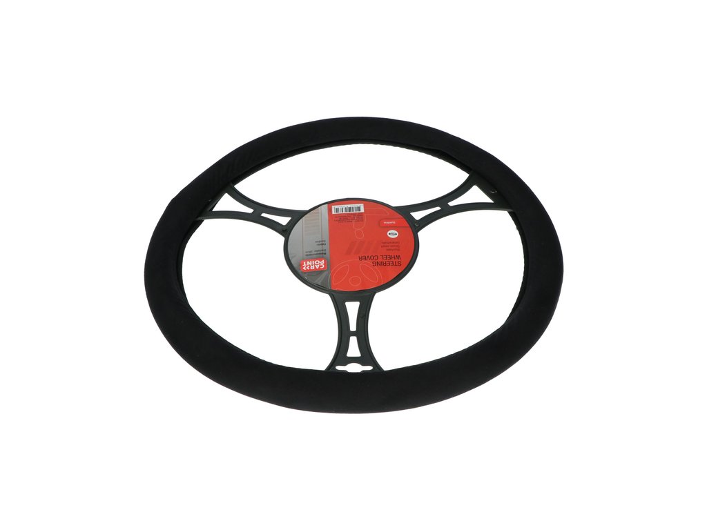 Husa volan Carpoint neagra, aspect piele intoarsa, 37-39 cm