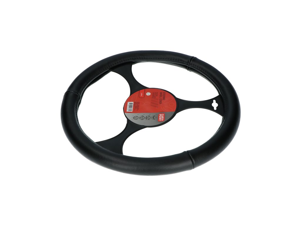 Husă volan din piele neagră Carpoint, pentru diametru 37-39 cm