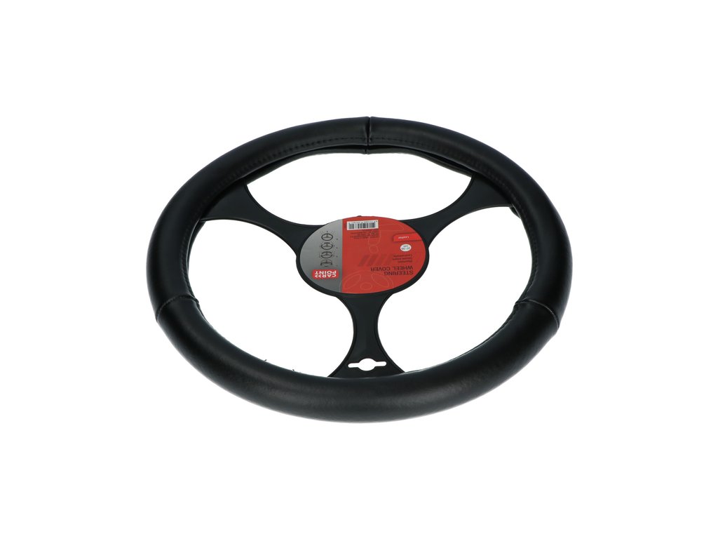 Husă volan din piele neagră Carpoint, pentru diametru 37-39 cm