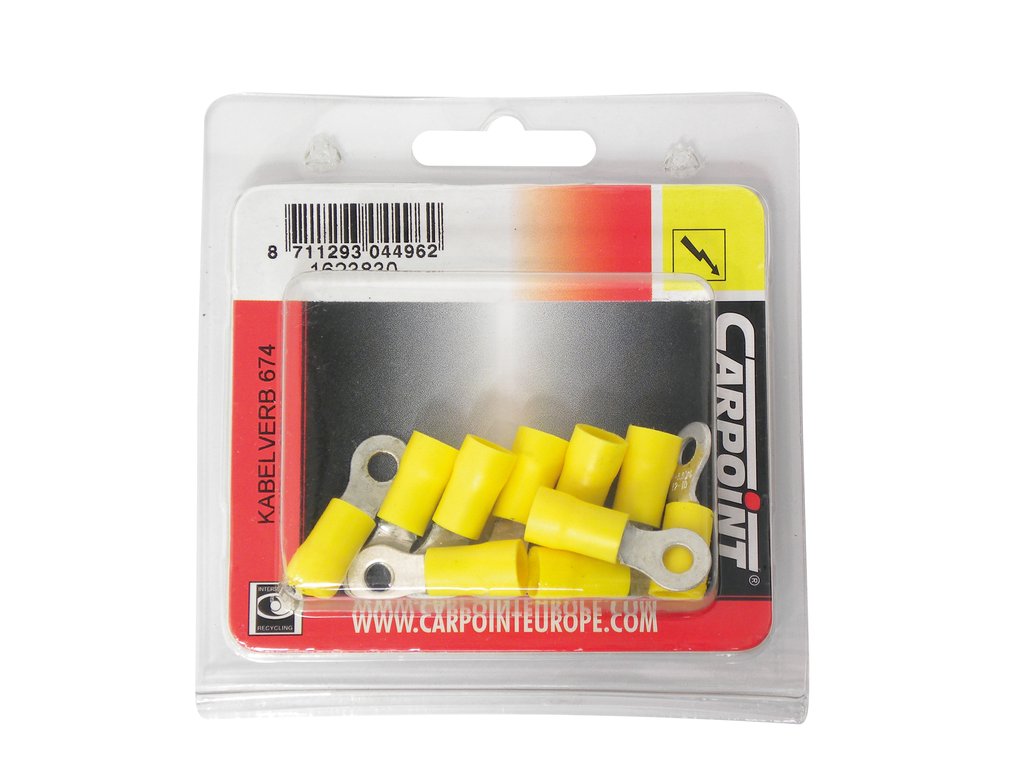 Papuci electrici izolati cu inel 4,3 mm, galbeni, 10 bucati, Carpoint