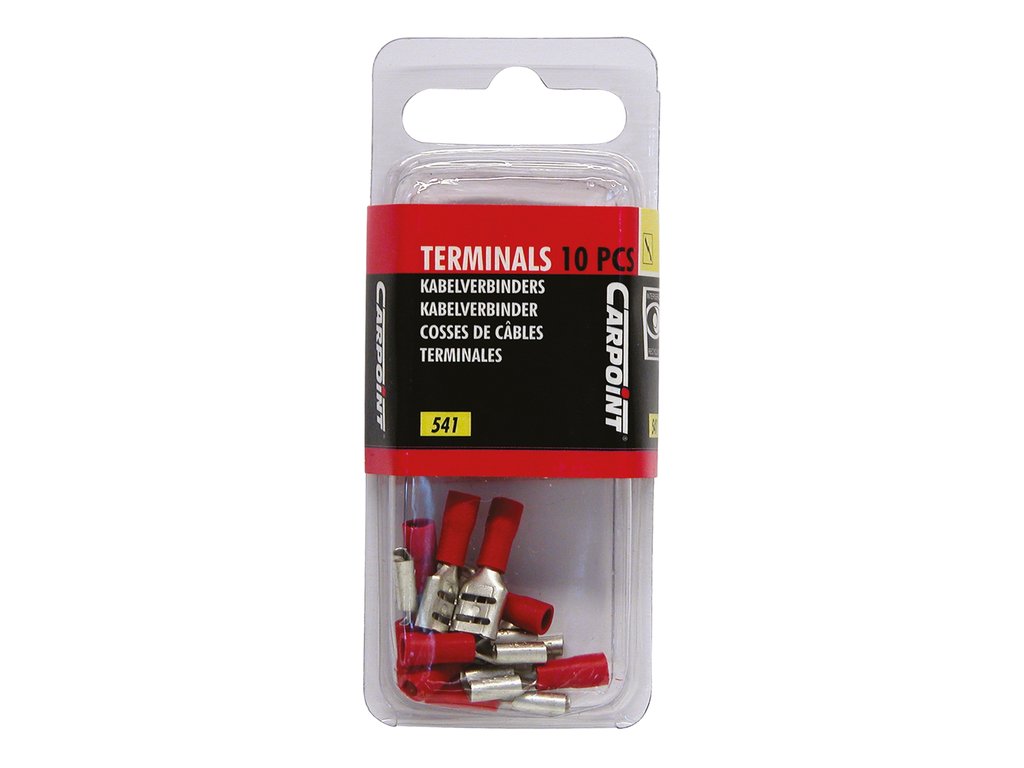 Set 10 papuci electrici mama Carpoint 6,3x0,8 mm, rosii, lungime 21 mm