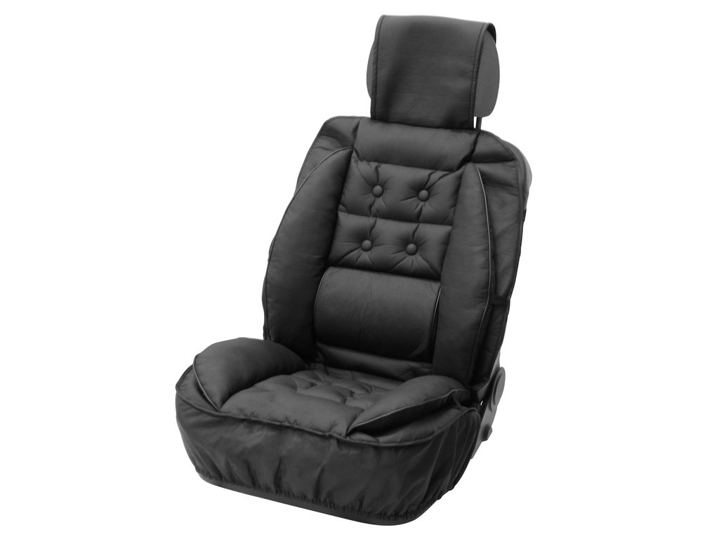 Husa scaun auto Carpoint pentru fata, cu suport lombar, neagra