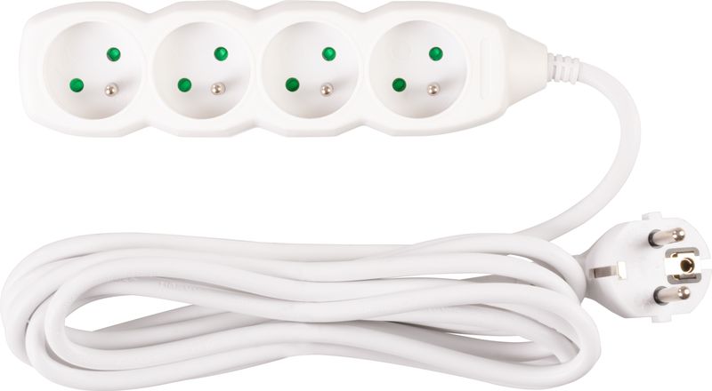 Kábel DG-F804B L-3 m, predlžovací, biely, 4x zásuvka, new edition