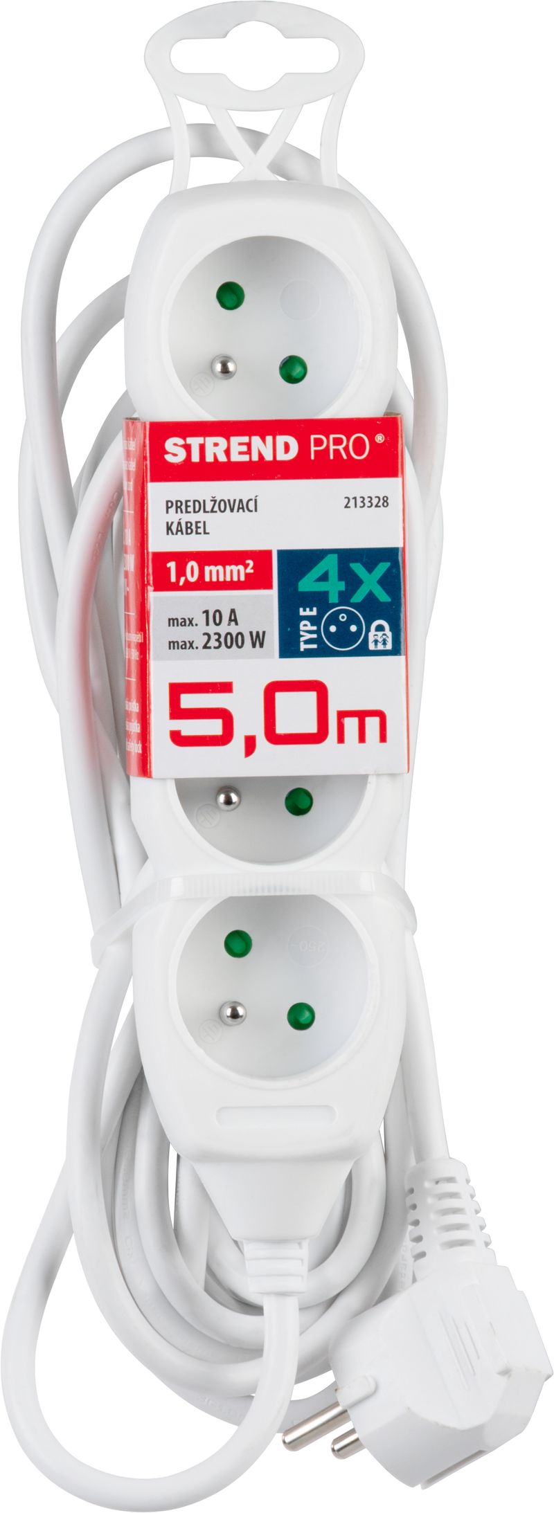 Kábel DG-F804B L-5 m, predlžovací, biely, 4x zásuvka, new edition