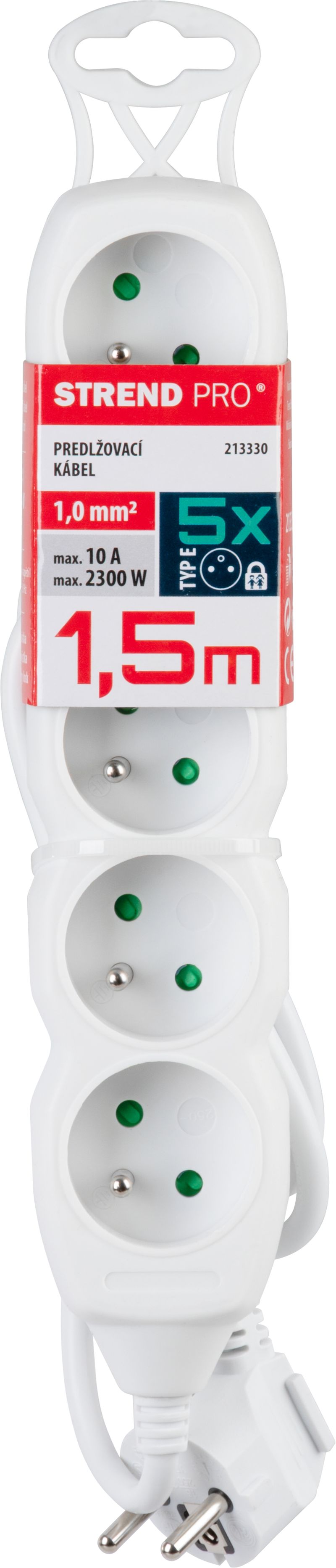 Kábel DG-F805B L-1.5 m, predlžovací, biely, 5x zásuvka, new edition