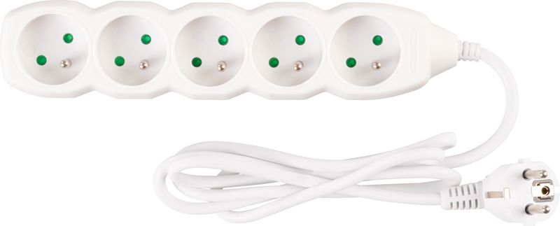 Kábel DG-F805B L-1.5 m, predlžovací, biely, 5x zásuvka, new edition