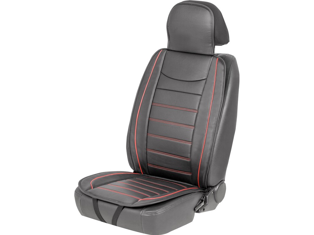 Husa protectie scaun auto Carpoint Genoa, negru cu dunga rosie, 1 buc