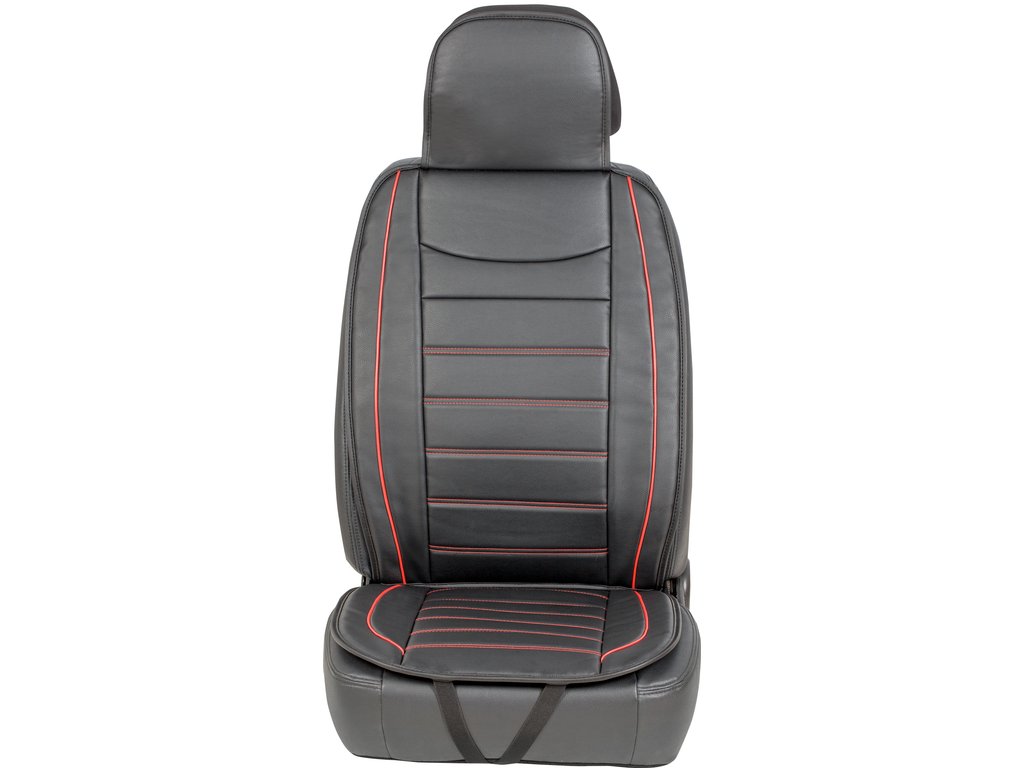 Husa protectie scaun auto Carpoint Genoa, negru cu dunga rosie, 1 buc