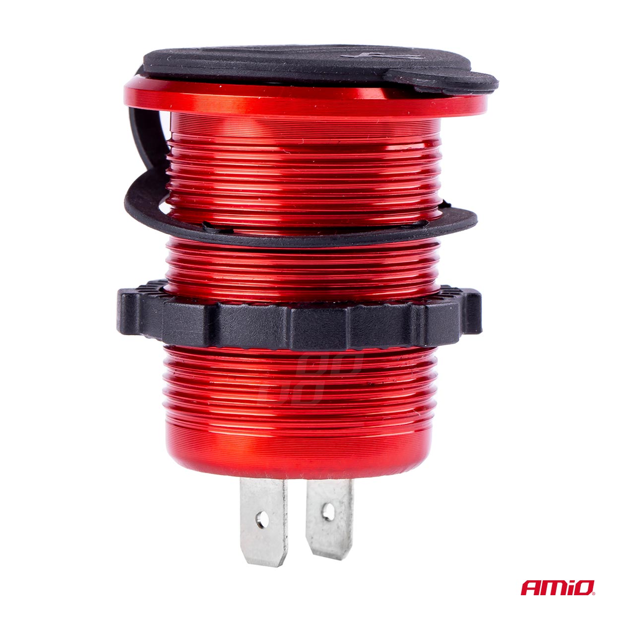 Incarcator auto AMIO 2xUSB QC 3.0 cu voltmetru digital, 12/24V, rezistent la apa