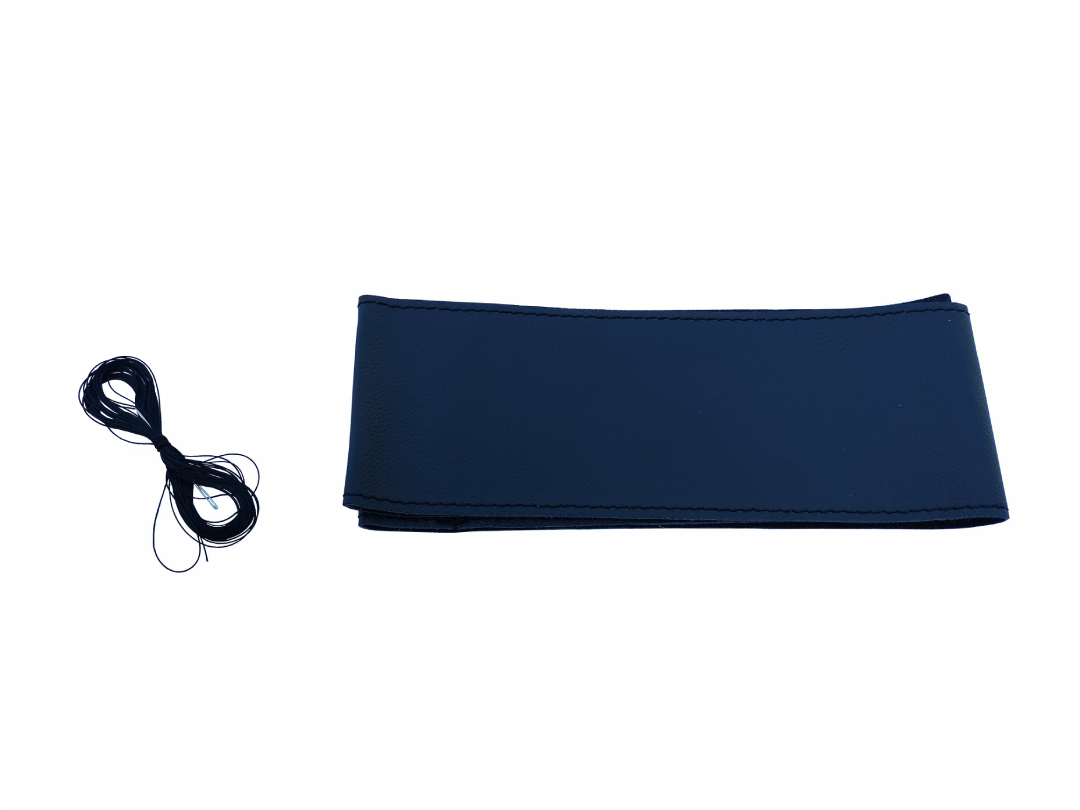 Husă volan din piele neagră universală, cu ac și ață pentru cusut