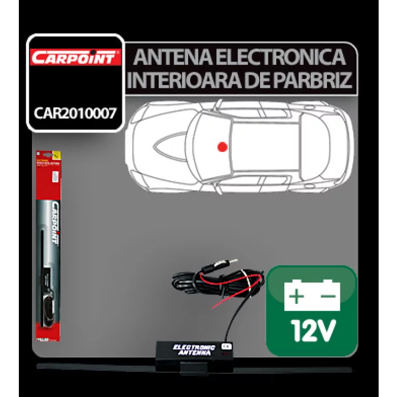 Antena auto electronica interioara pentru parbriz cu amplificator 12V Carpoint