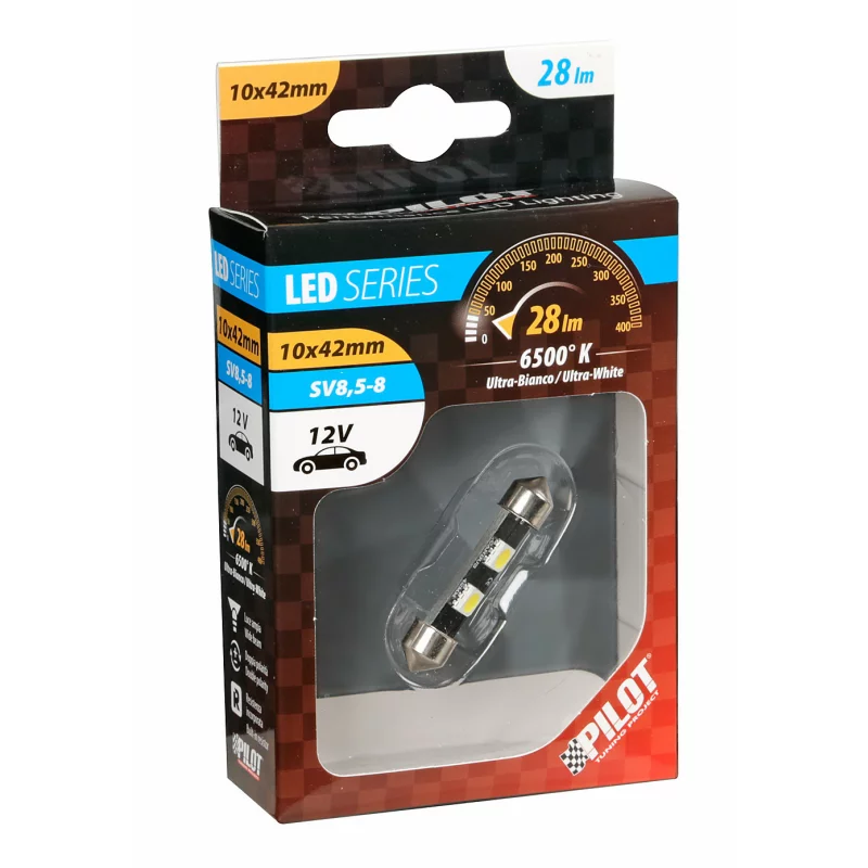 Bec LED sofit 42 mm SV8.5-8 12V alb, 2 SMD, pentru interior auto
