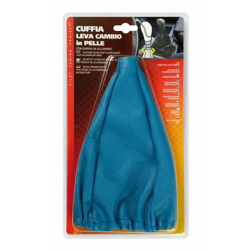 Burduf schimbător viteze universal cu filet, albastru, piele naturală