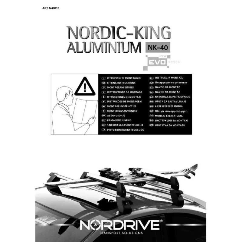 Suport schi din aluminiu Nordic-King EVO NK-40, argintiu, cu antifurt
