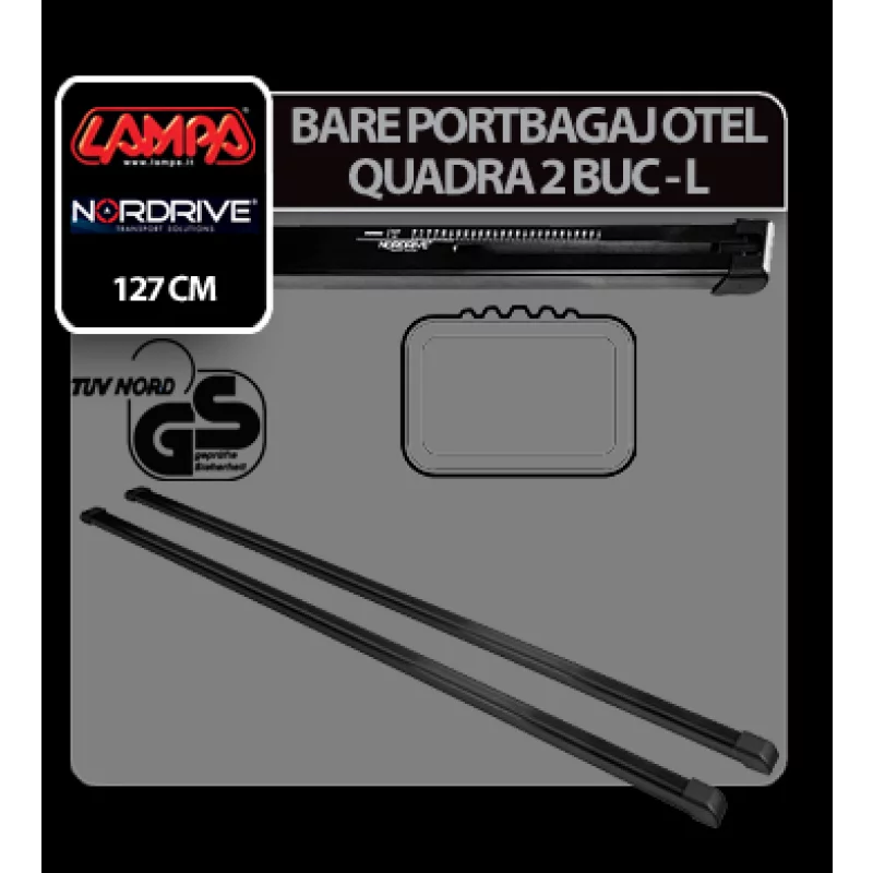 Bare portbagaj auto din otel Nordrive Quadra L 127 cm, set 2 bucati