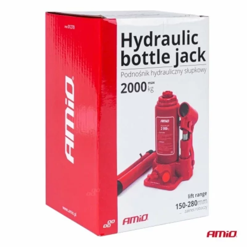 Cric hidraulic tip butelie Amio 2T pentru autoturisme, ridicare 148-278 mm