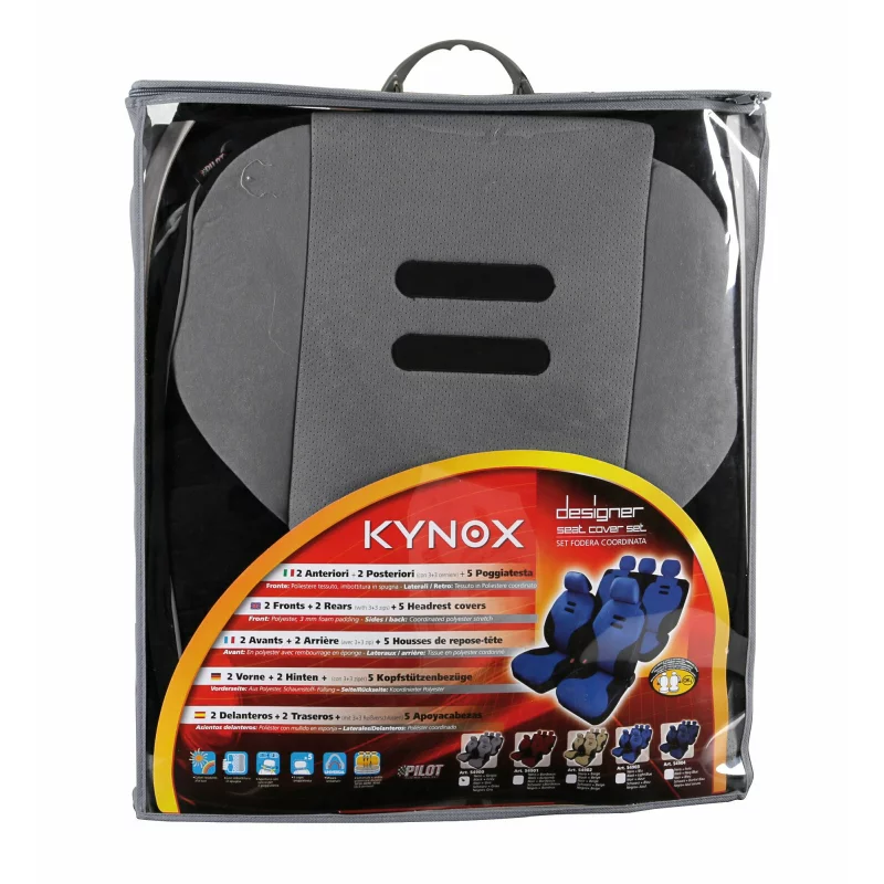 Huse scaun auto Kynox gri, set 9 piese pentru fata si bancheta spate