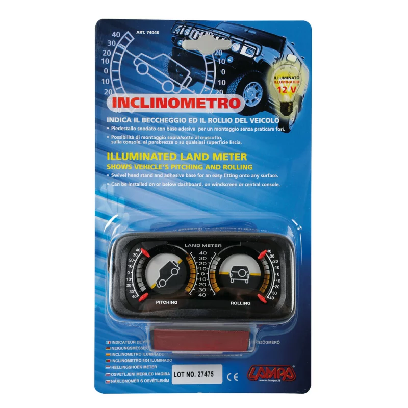 Inclinometru 4x4 iluminat 12V pentru bord auto off-road