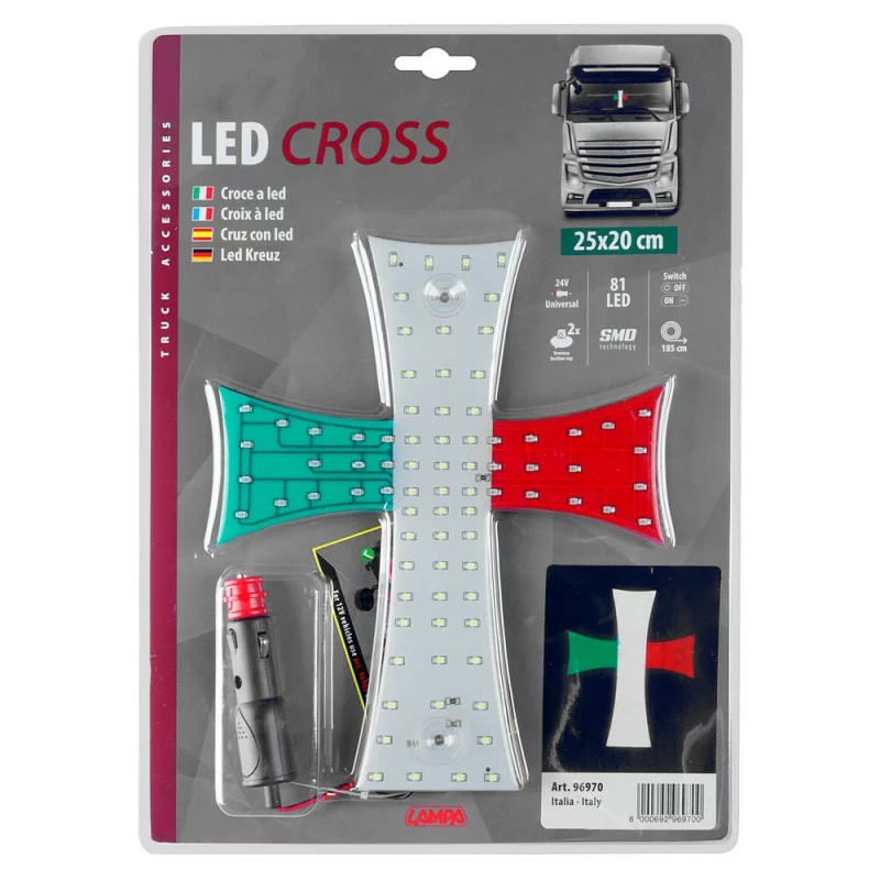Ornament LED interior 24V Cruce Italia pentru camion, cu ventuze