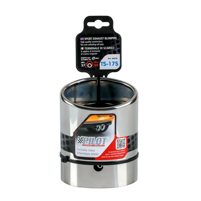 Ornament tobă eșapament TS-17 S din inox lustruit, racord 37-55 mm