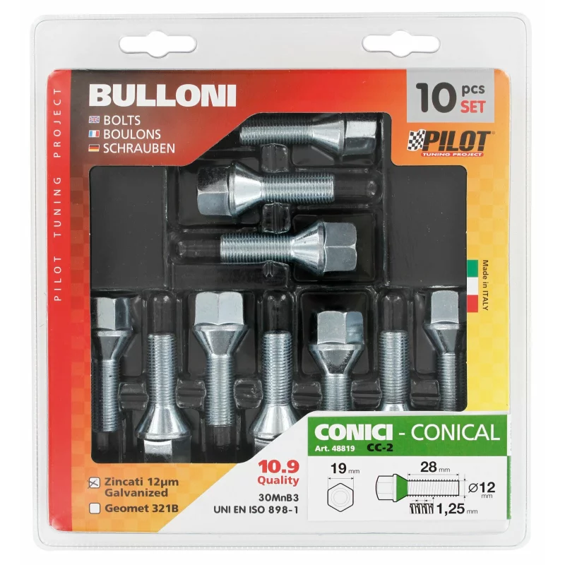 Prezoane jante conice scurte M12x1,25, 28 mm, set 10 buc, CC2