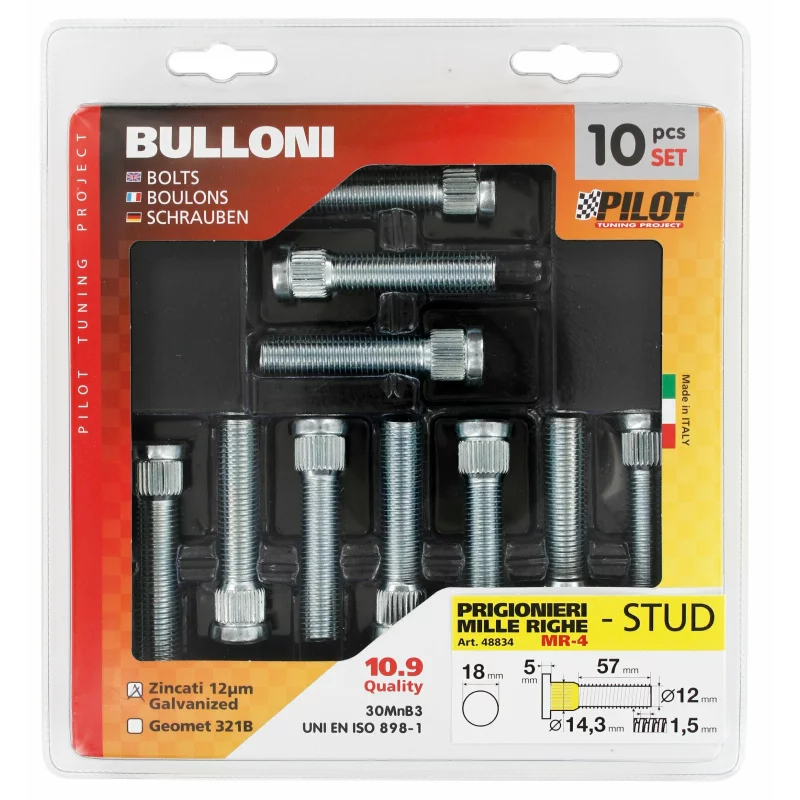 Set 10 prezoane jante cu caneluri M12x1,5, 57 mm pentru roti originale MR4