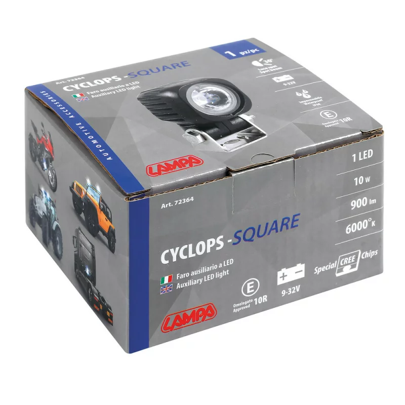 Proiector LED Cyclops Square 10W 9-32V cu lumină albă de profunzime