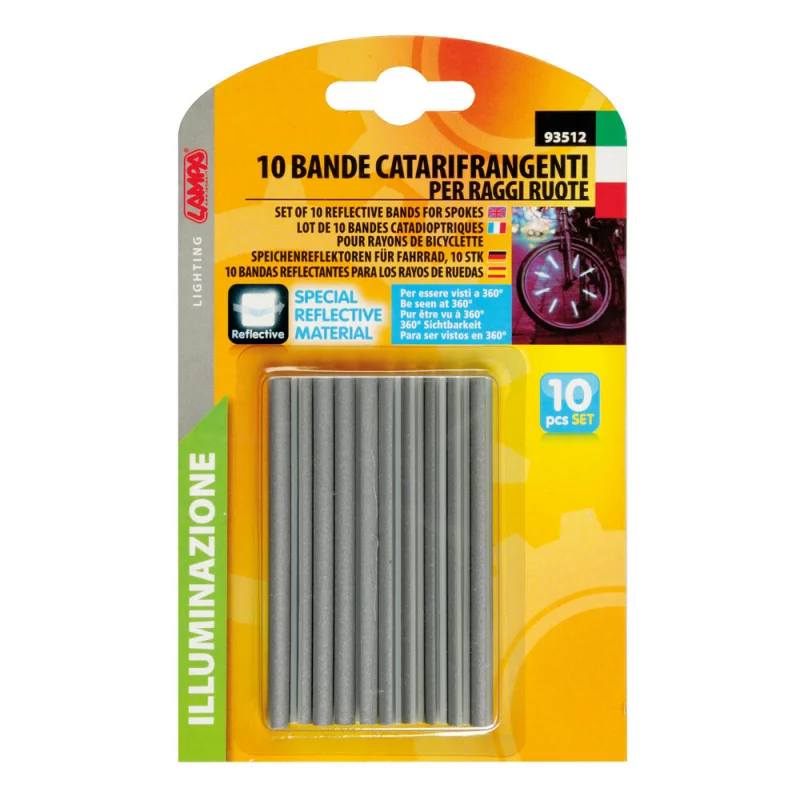 Set ornamente reflectorizante pentru spite bicicleta, 10 bucati, argintiu