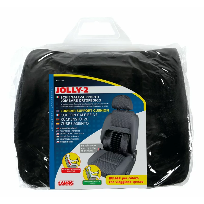 Suport lombar auto ergonomic Jolly 2, negru, pentru confort la condus
