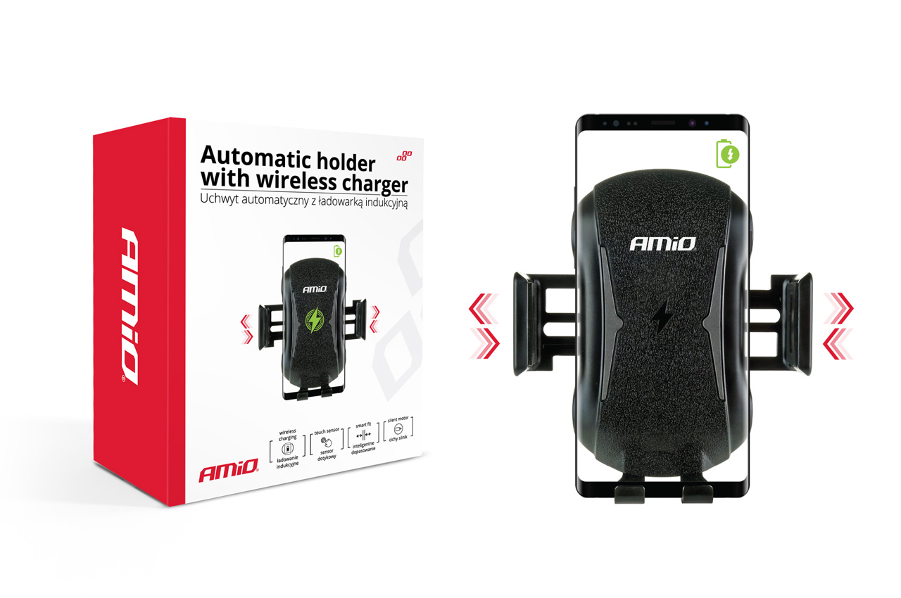 Suport telefon automat cu incarcare wireless, pentru smartphone cu tehnologie incarcare QI , micro USB, AMIO PHW-02