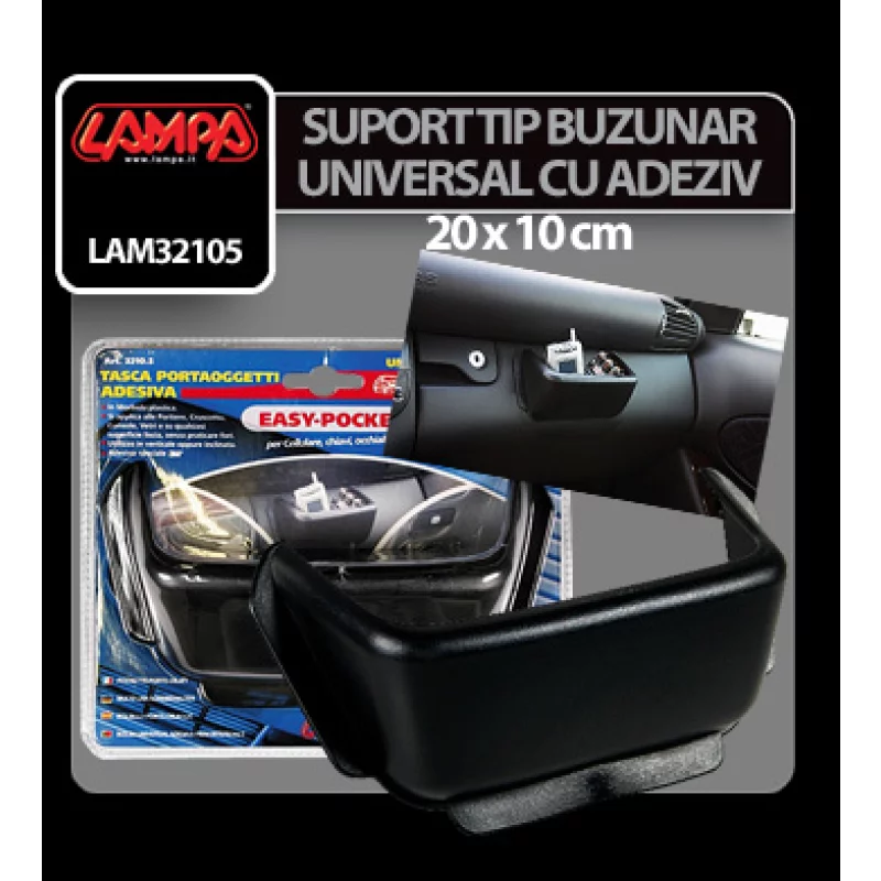 Suport buzunar auto universal cu adeziv 20x10 cm pentru organizare