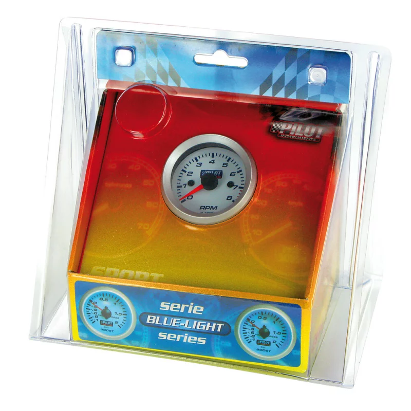 Turometru benzina Blue Series 52 mm pentru 2/4/6 cilindri, iluminare albastra