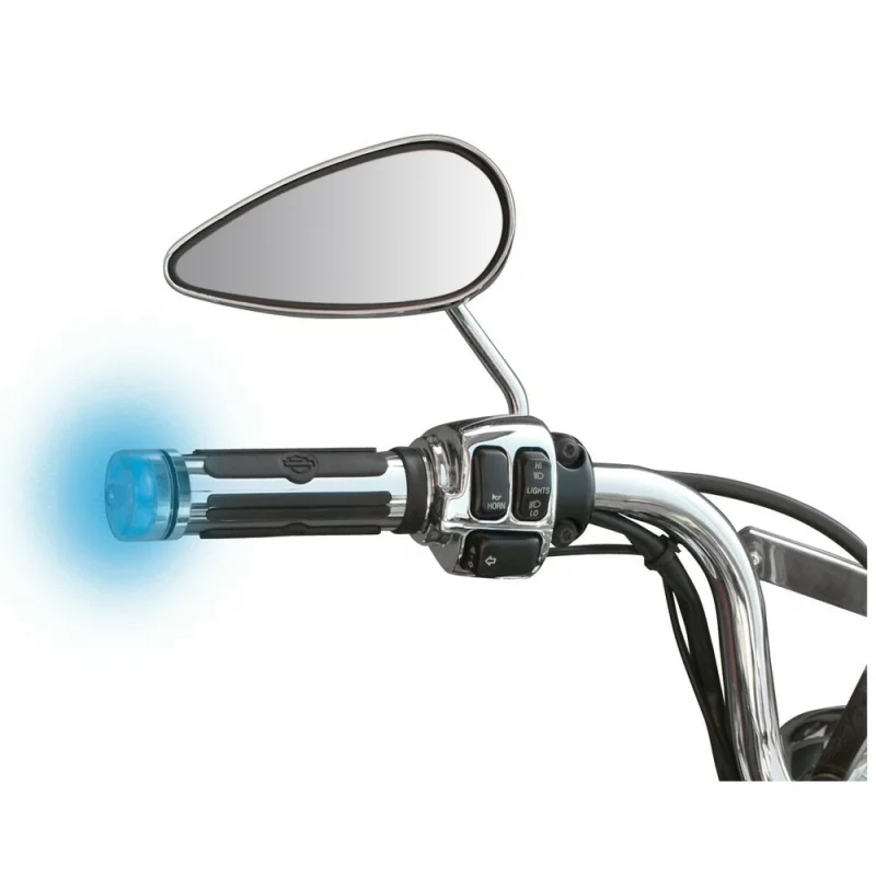 Capete ghidon moto universale iluminate 12V, aluminiu, 2 buc, albastre