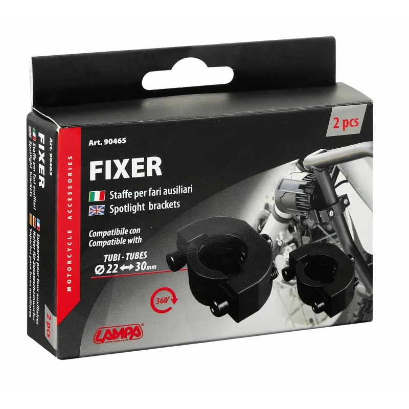 Coliere fixare proiectoare auxiliare 22-30 mm, set 2 buc, negre