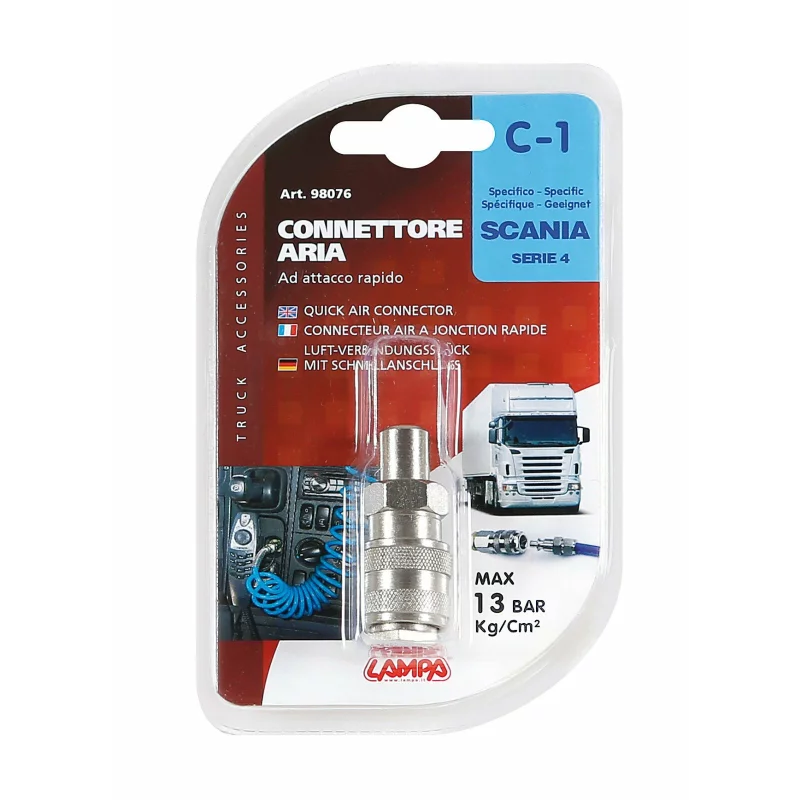 Cupla rapida aer C-1 pentru Scania Seria 4, max. 13 Bar, cromata