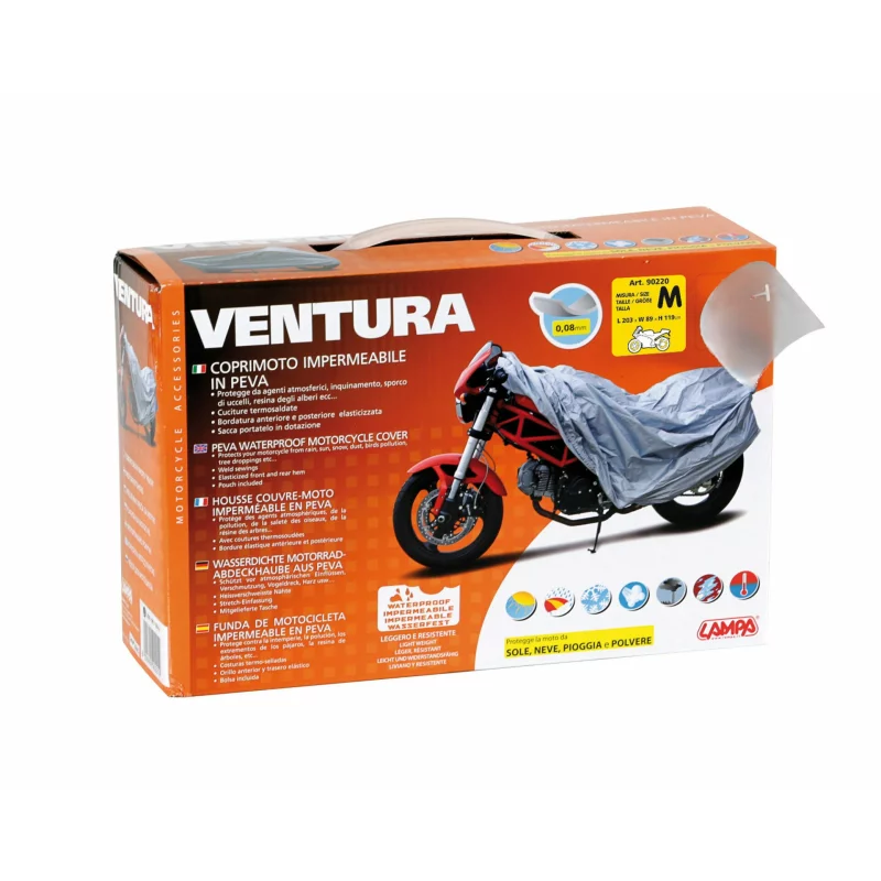 Prelată impermeabilă pentru motocicletă Ventura M, gri, 203x119x89 cm