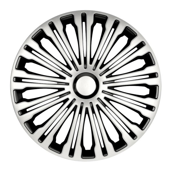 Set 4 capace roti 17 inch Volante negru argintiu pentru jante otel