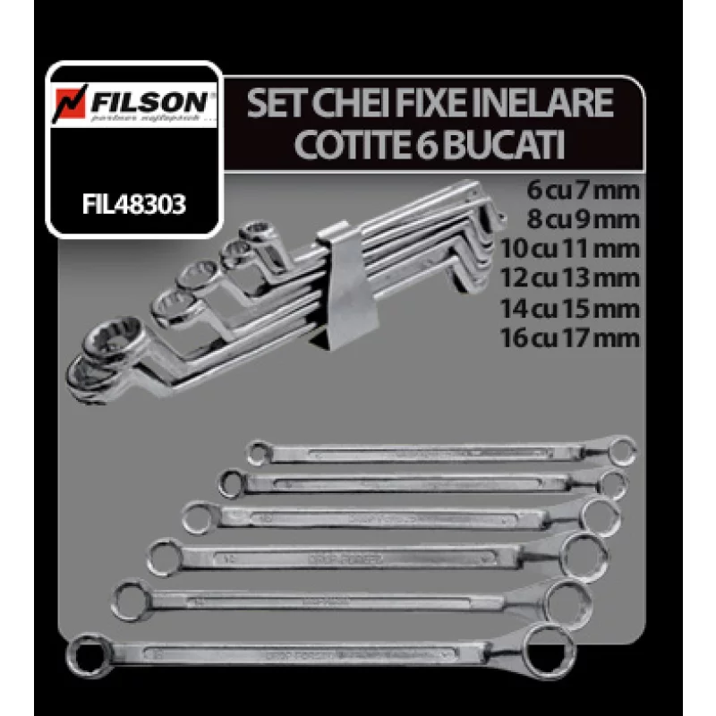 Set chei fixe inelare cotite Filson, 6 piese, 6-17 mm