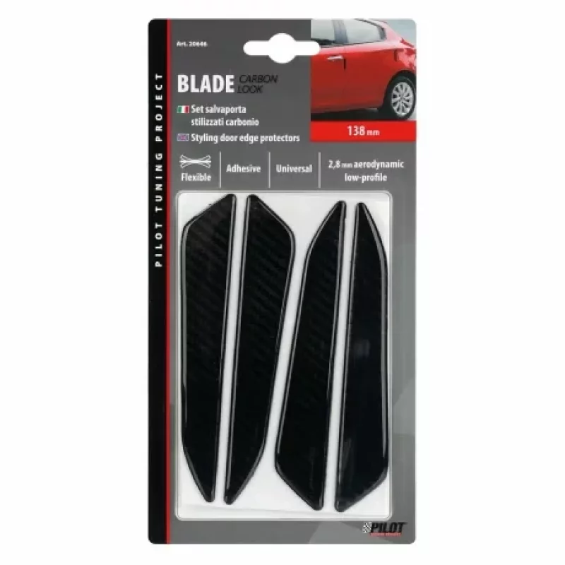 Aparatori usi auto Blade, aspect carbon, set 4 bucati, 138x28 mm