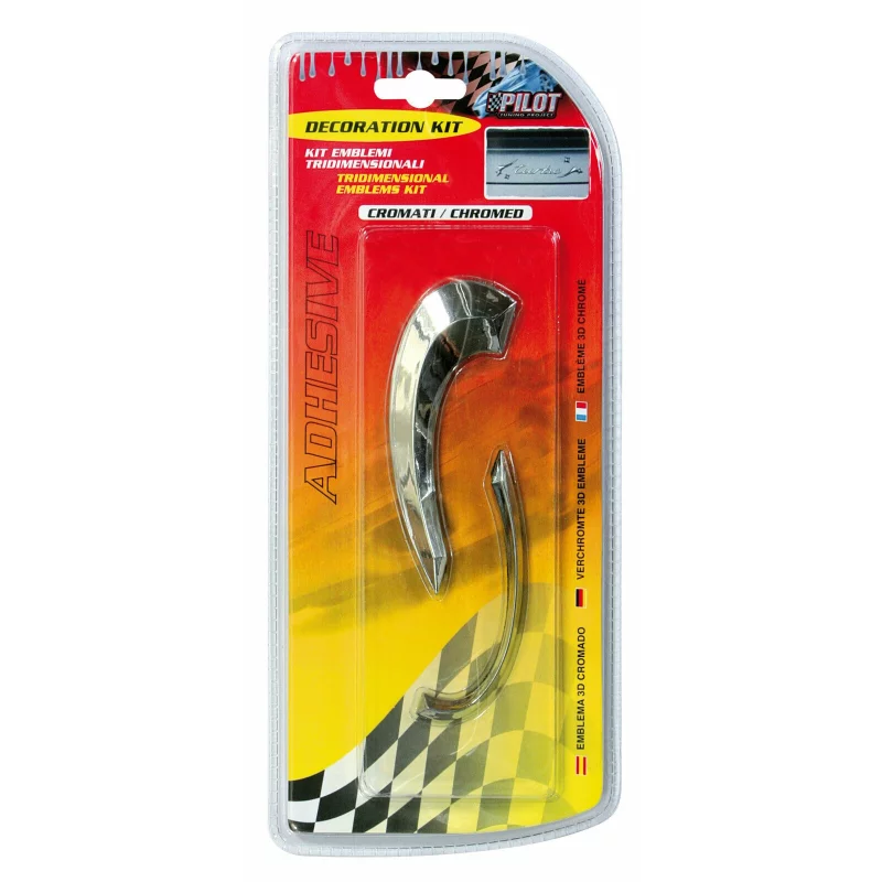 Autocolant 3D crom Commas pentru decor auto, cu adeziv 3M