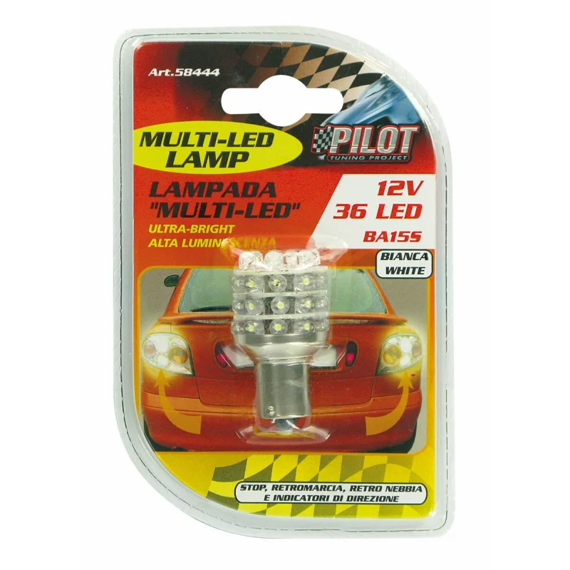 Bec auto LED P21W BA15s 12V alb, 36 LED pentru frana, ceata si marsarier